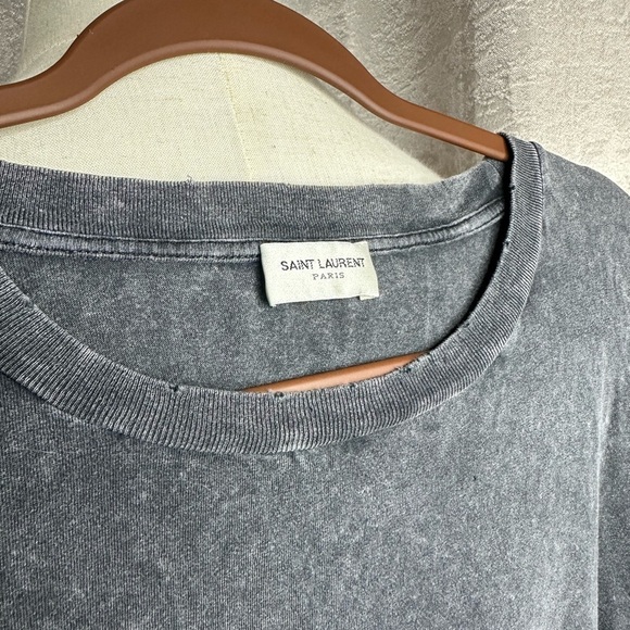 Saint Laurent Paris Men’s Destroyed Archive Logo T-Shirt Faded Wash Sz M - Picture 5 of 13